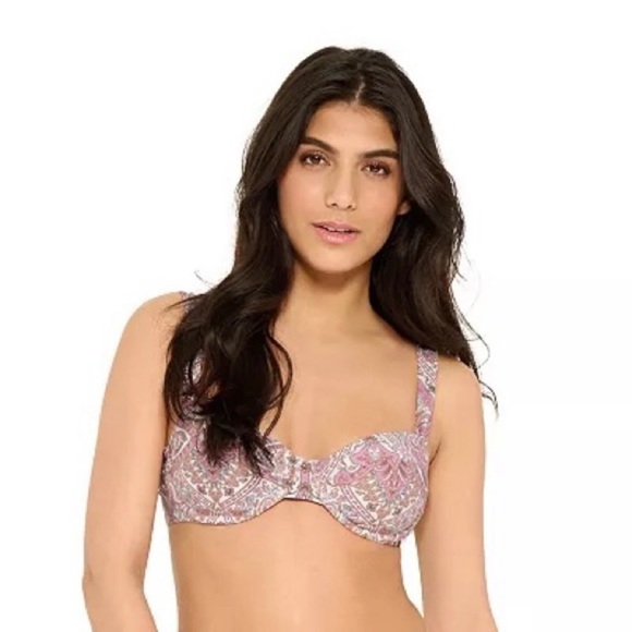 Freshwater Paisley Draped Straps Underwire Swimsuit Bikini Top Large NWT - Picture 1 of 15